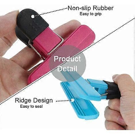 Store poseforseglingsclips, godt greb, robust lufttæt plastforsegling (6 stk.) [DB]