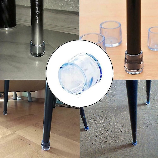 Selkeät pöytä- ja tuolinjalkojen suojakorkit silikonista, lattiaa suojaava setti {DB} 16mm 16pcs