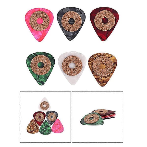 Celluloid gitarrplektrum med halkfri greppkorktejp för gitarranvändning 6 st [DB]