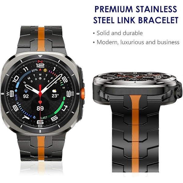 Samsung Galaxy Watch Ultra 47mm perhoslukolla varustettu titaaniseosranneke - Musta [db] Multicolor Black Orange