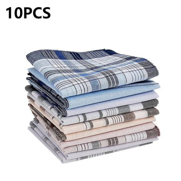 Sæt med 10 forskellige bomuldslommetørklæder til mænd