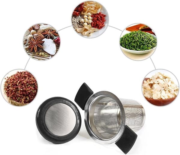 Teinfuser i rustfritt stål med silikonhåndtak og lokk