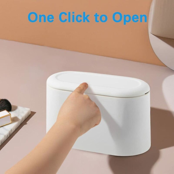 Small Table Trash Can With Lid, Mini Trash Bin For Kitchen Office Bathroom Wc Bedroom, White Plastic Dustbin Small Desk Trash Can Garbage Waste Rubbis