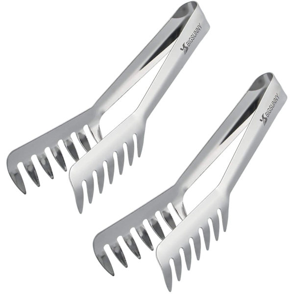 2 kappaletta pastapihdit, ruostumattomasta teräksestä valmistetut ruoanottopihdit, spagettipipot  [dB}