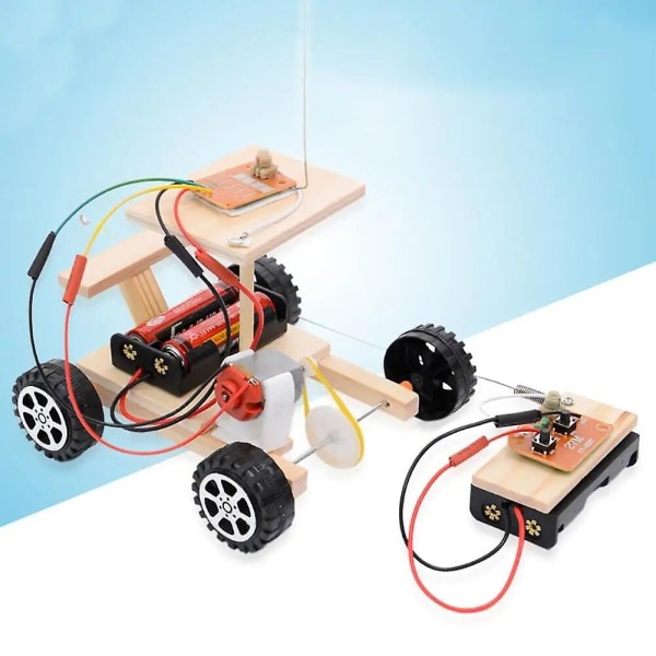 Gør det selv trådløs fjernbetjening Racing Model Kit Træ Børn Fysisk Videnskab Eksperimenter Legetøjssæt Samlet bil Uddannelsesgaver[DB] SPAIN