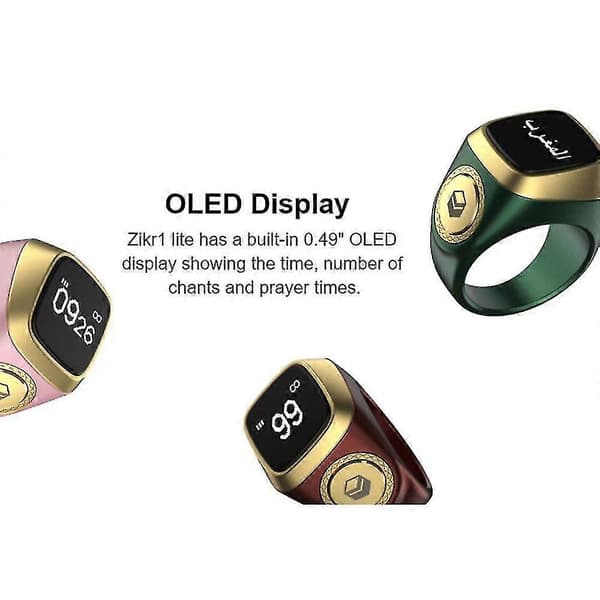 Smart Tasbih Tæller Ring Til Muslimer Digital Tasbeeh 5 Bedetider Tasbih Ring (sort) db