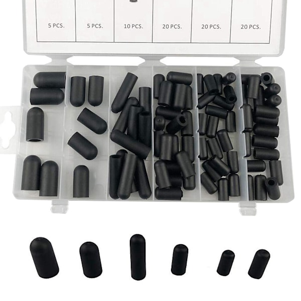 80 stk. Vakuumhætter Assorteret Slangehætter Kit 5/32\" Til 3/8\" 6 Størrelser Db