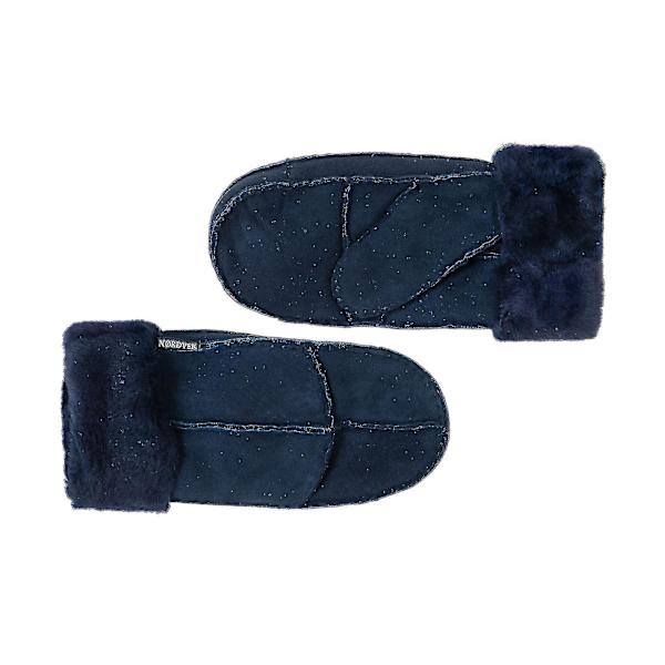Ægte Dameskindhandsker med Omslagsmanchet {Db} Navy Blue