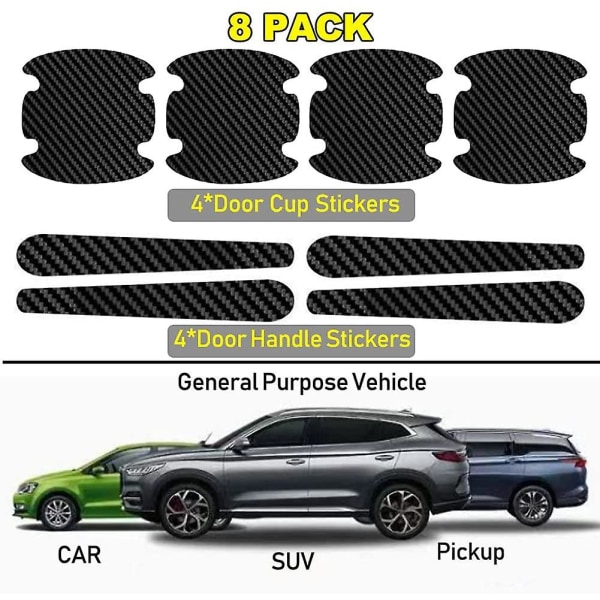 8-pack dörrhandtag klistermärken kolfiber anti-scratch skydd handtag koppskydd för Toyota