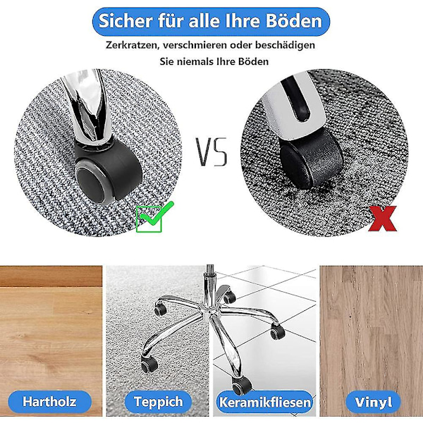 Reservedeler for kontorstolhjul for hardt gulv - 5-pakning - 11 mm / 22 mm - For spillstoler, dreiestoler, Pr {Db} GrayBlack