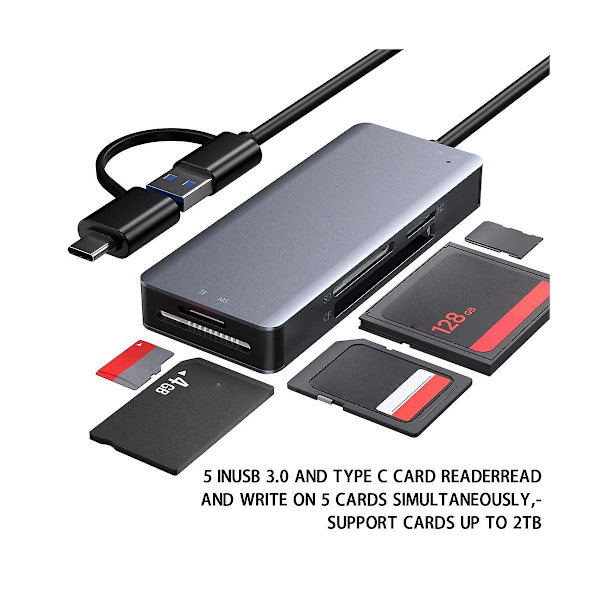 Usb 3.0 Multifunksjonskortleser //sd/tf-kort 5 i 1 Usb-kortleser 5gbps for PC Laptop Tilbehør