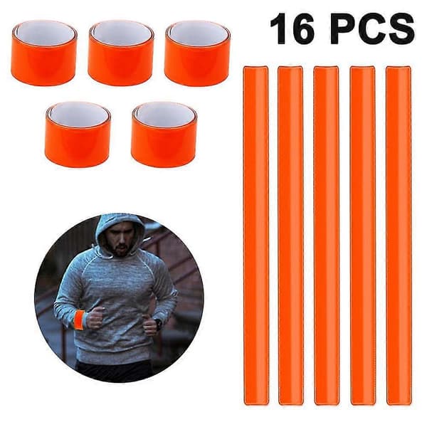 16 stk. Refleksbånd Snap-armbånd Refleksstriper [DB] orange