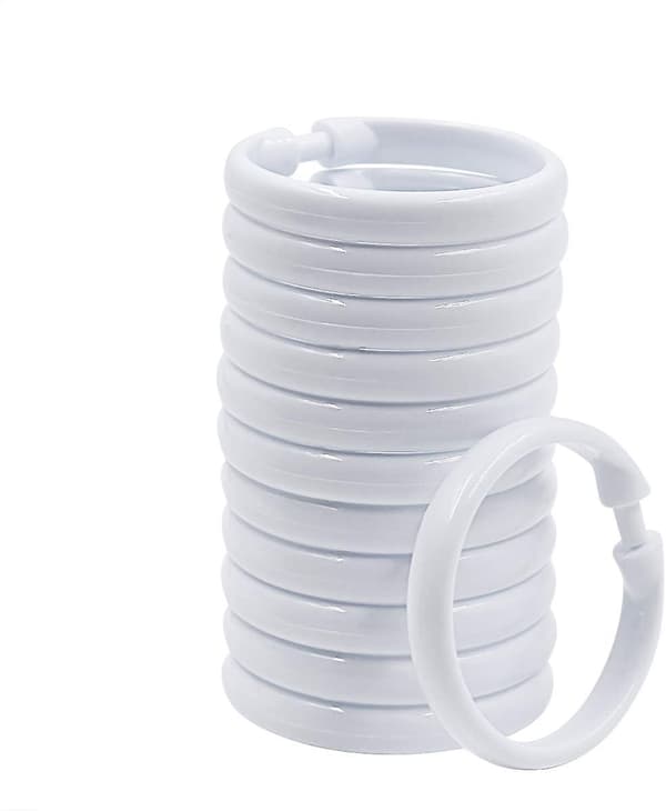 Duschdraperi-ringar - 12-pack - Plast Duschdraperi-krokar O-formade ringar Glider lätt på badrum Duschstång (vit)  [dB}