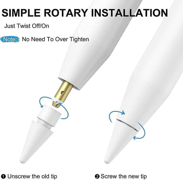 4 stk. spidser kompatible med Apple Pencil 2. og 1. generation, spidser til Apple Pencil, reservespids