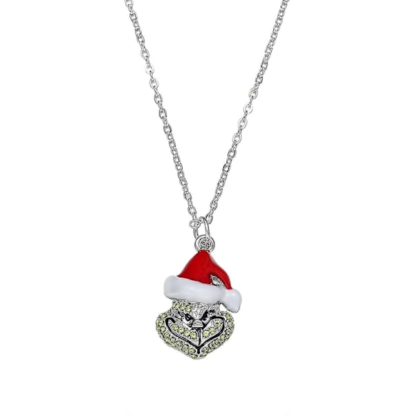 Grinch Jultomte Örhängen Halsband Fullt Besatt Med Strass Jul Grinch Örhängen Och Halsband Nyårsgåva för {Db} necklace