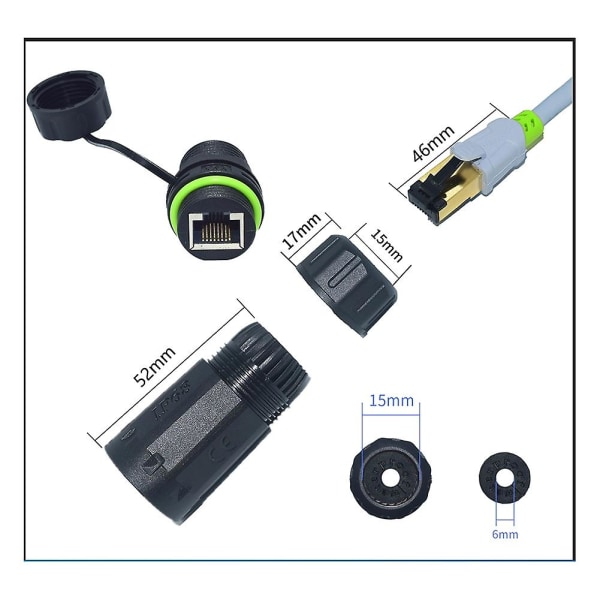 Yxy Rj45 Dokkingkontakt Ethernet Nettverk Panelmontering Vanntett Ip68 Header Utendørs Bredbånd Ne