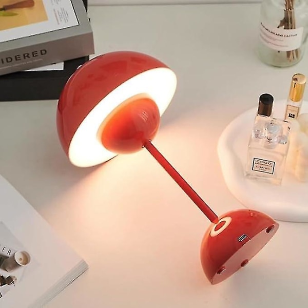 Led Flowerpot bordlampe, moderne Macaron lampe, dæmpbar bordlampe med 3 farver [DB] Red