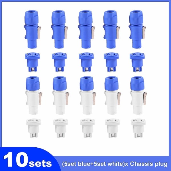 10 sett Powercon type A Nac3fca+nac3mpa-1 chassis plugg paneladapter