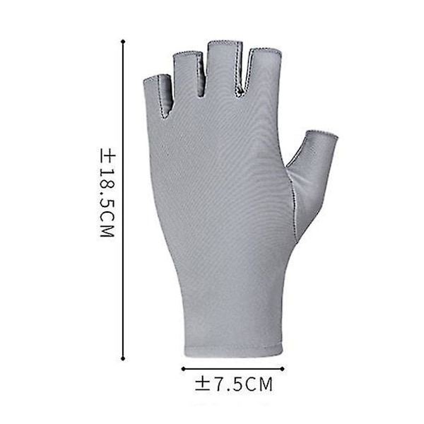 UV-skyddande Halvfinger Solskyddshandskar Skönhetsnaglar Handskar {Db} Light Grey
