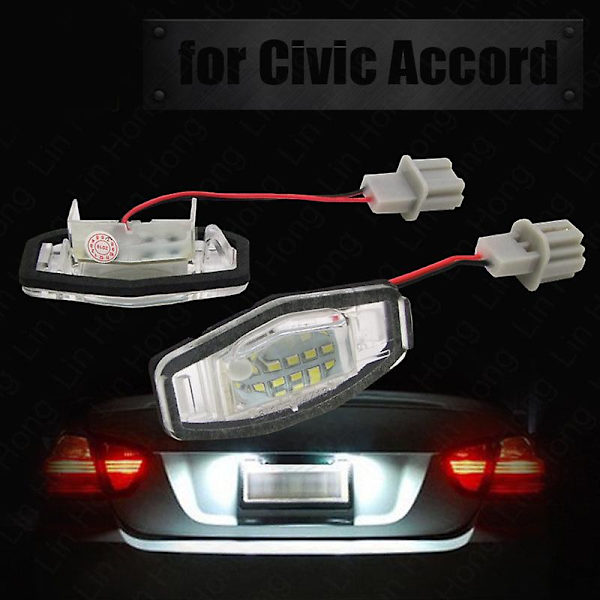 1 par hvide LED-nummerpladelys til Accord 34100S84A01 34100S0A013 biltilbehør{DB} As shown