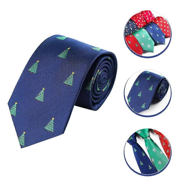 Ferdigknyttet herreslips julefesttilbehør mørkeblå 145x7,5cm polyester 1-pakning[DB]