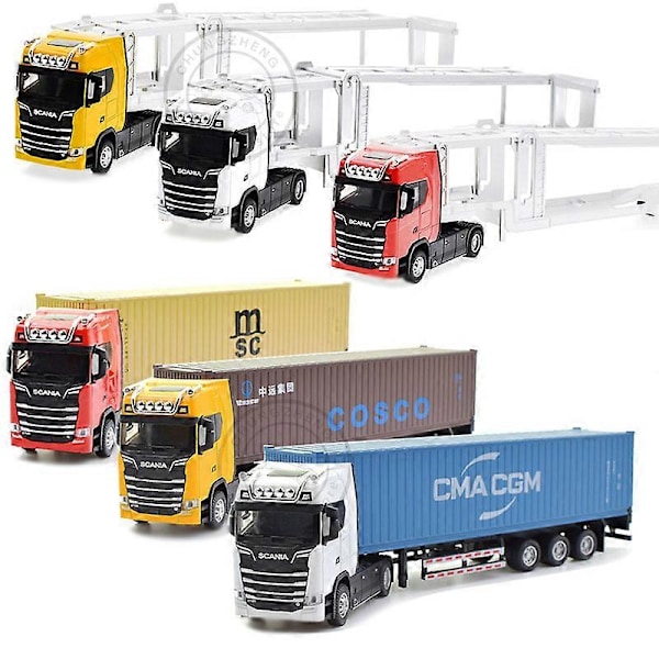 150 Suuri painevalettu metalliseos kuorma-auto automalli kontti lelu simulaatio vedä taakse ääni ja valo kuljetusajoneuvo malli lasten lahjat [db] yellow COSCO