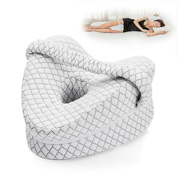 Hjerteformet ortopedisk pute for ben, kilepute med knestøtte, isjiasputer, kroppspute [DB] White with strap