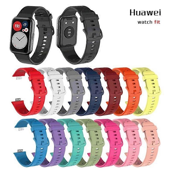 Pehmeä silikoninen kellon ranneke Huawei Watch Fit -kellolle - Vihreä [DB] Multicolor Black