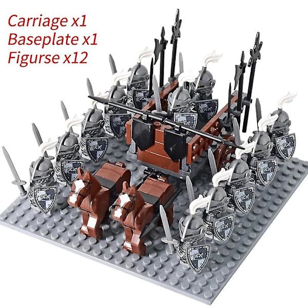 Middelalderlige riddere mini actionfigurer byggeklodser romersk vogn vogn soldat krigshest mursten legetøj til børn gave Db Set 25
