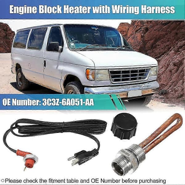 30601002 3C3Z6A051AA Motorvärmarenhet 3C3Z-6A051-AA Värmeenhet med kablage för Ford E-150 E-250 E-350[DB]