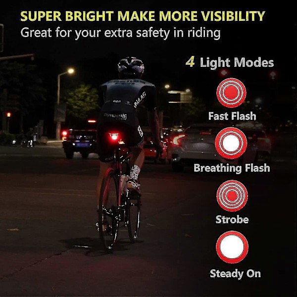 Yhsqv-smart Cykel Baglygte Ultra Lys Stærk Bagbremselygte USB Genopladelig LED Baglygte Vandtæt Vejcykellygte [db]