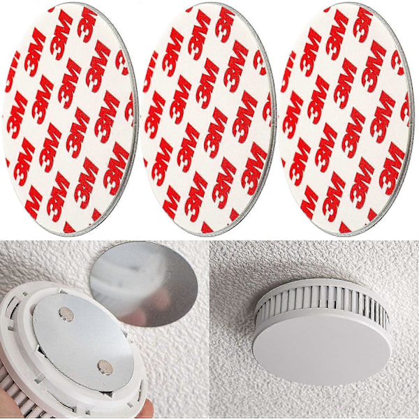 Magnetisk hållare för brandvarnare, 3-pack, 70 mm, Självhäftande, 3M-plattor, Magnetisk hållare för enkel montering utan borrning eller skruvar, ad db