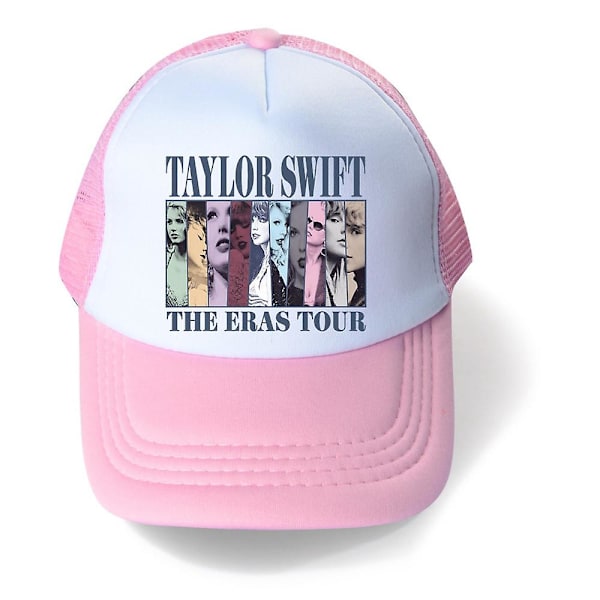 Taylor Swift-inspirerade kepsar för barn, pojkar och flickor, halvnät, snapback, truckerkeps, sommar, baseballkeps, justerbar, present [DB] Pink and White