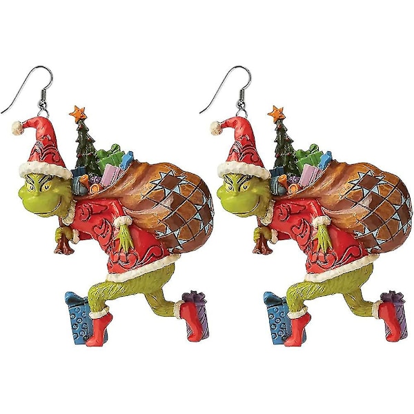Julepynt Ørepynt med Grinch - Morsomme Festlige Hengeører for Kvinner og Jenter - Julegave {Db} D