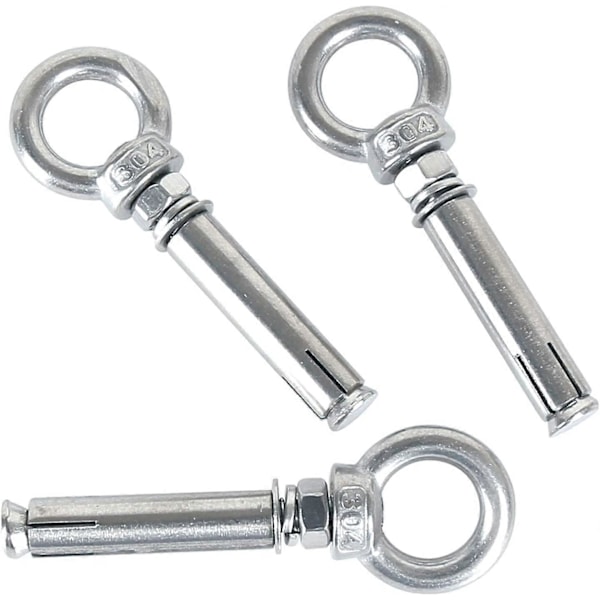 Expansionsbultar M8 x 80mm Stålhylsa Öglebult 304 Rostfritt Betong Expansionsankare Ögleskruvar Pluggar Bultar 5-Pack [db]