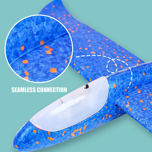 48cm stort skumflyvemaskine håndkastet flyvemaskine inerti udendørs lancering børnelegetøj db Blue Luminous Head