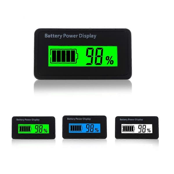 12V 24V 48V Batterikapacitetsmonitor Universal LCD Batterivoltmeter Display db Blue