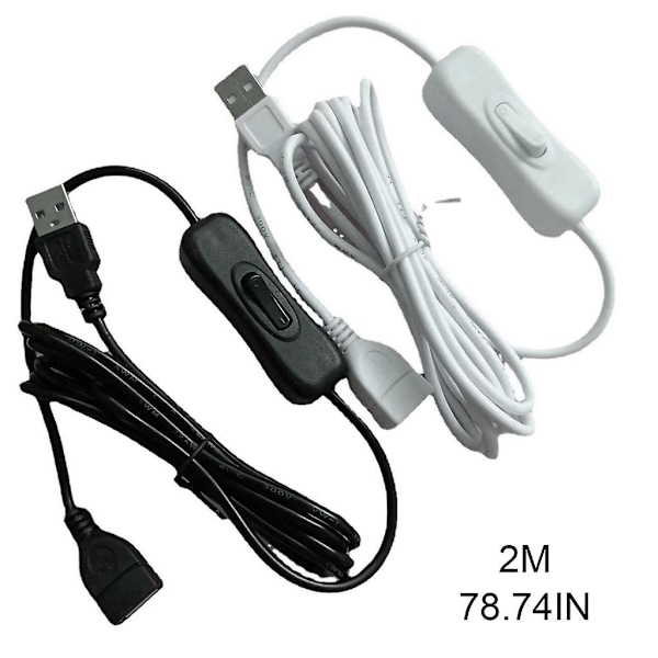 2m USB-kaapeli kytkimellä, virransyöttökaapeli USB-tuulettimelle [DB] White 304 switch
