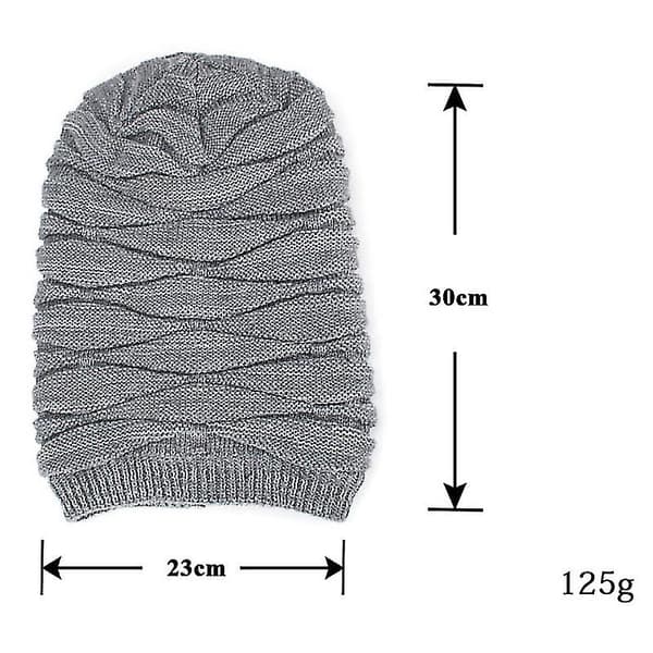 Unisex Oversized Slouch Lång Beanie Hatt Vinter Varm Stickad Wrap Cap db Grey