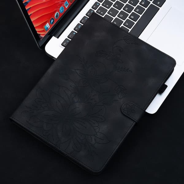 Präglat Läderfodral För Samsung Galaxy Tab S9 / S9 FE [DB] Black