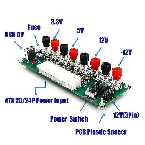 Datamaskin Pc Strømforsyning Breakout Adapter Module 24pin Atx Benchtop Board