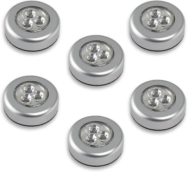 3 LED-lampor på batterier - Tryck för att tända - Vit ljus (6 st) db