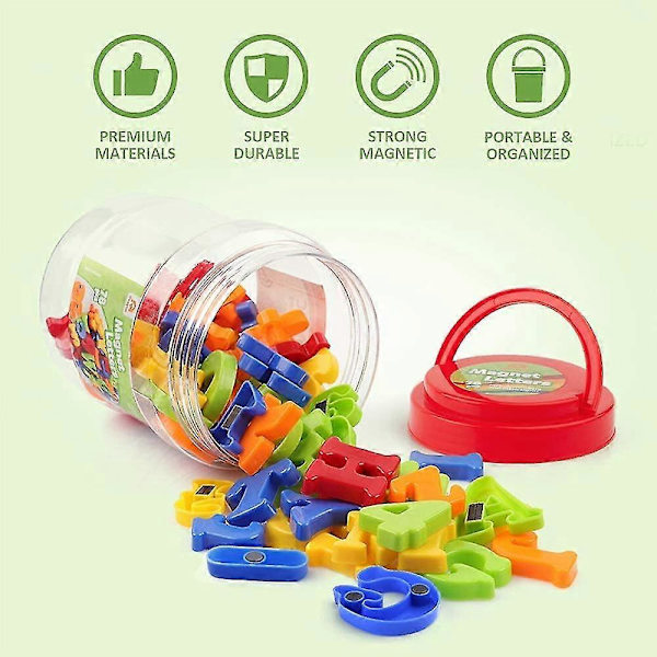 Magnetiske Bogstaver Tal Alfabet Køleskabsmagneter Farverige Plastik Abc 123 Læringslegetøjssæt Førskole Læring Stave Tælling Store Bogstaver{ DB}