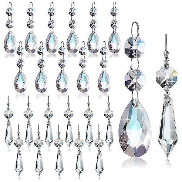 24 Pcs Chandelier Crystal Prisms Pendants Set 38 Mm Clear Teardrop Icicle Chandelier Crystals Parts [db]