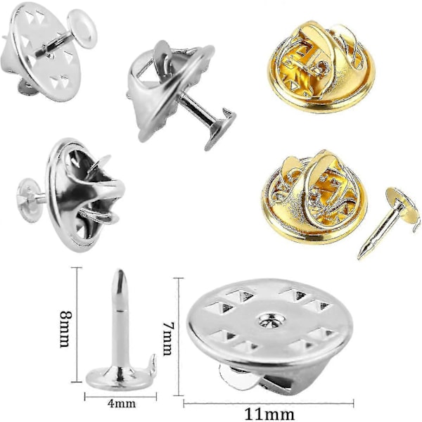 120 Par Butterfly Clutch Tie Tacks Nålryggar Kompatibla med 8 mm Långa Tomma Stift för Hantverk (Silver) db Silver and Gold