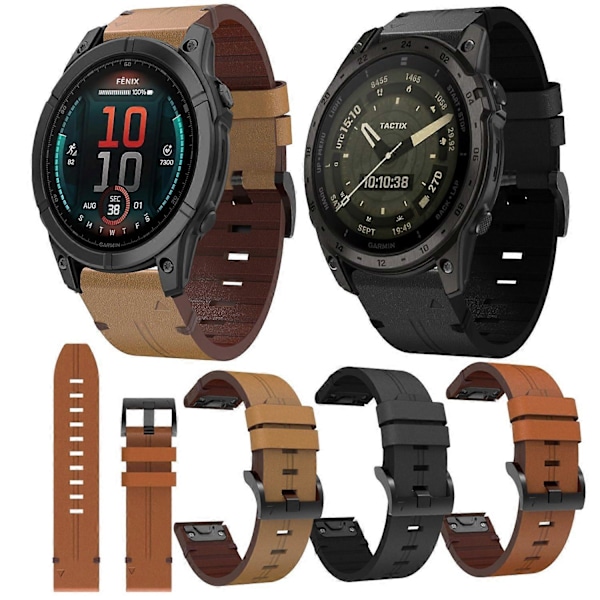 Lærreim til Garmin Fenix 8 MIP 51mm [db] Light brown