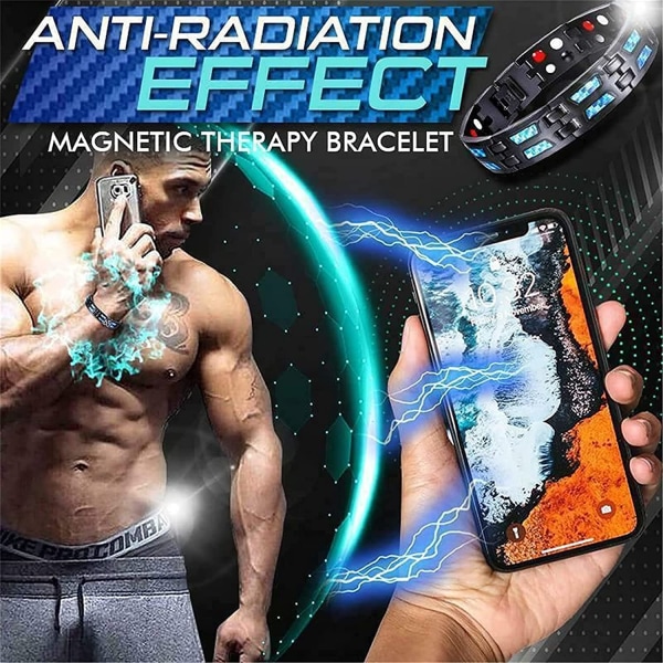Titanium Power Magnetic Armband Carbon Blue Titanium Magnetic Therapy Armband 21,5 cm
