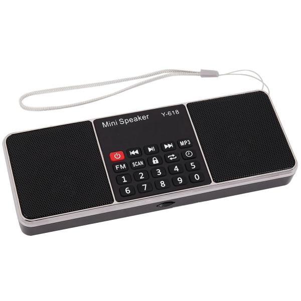 Y-618 Mini FM-radio Digital bærbar dobbel 3w stereohøyttaler Mp3-lydspiller Høy lydkvalitet W/ 2 tommers skjerm Støtte Usb-stasjon T