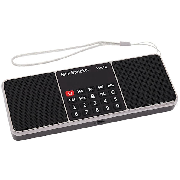 Y-618 Mini FM-radio Digital Bärbar Dubbel 3w Stereo Högtalare Mp3 Audiospelare Hög Fidelity Ljudkvalitet W/ 2 Tums Display Skärmstöd Usb-enhet T