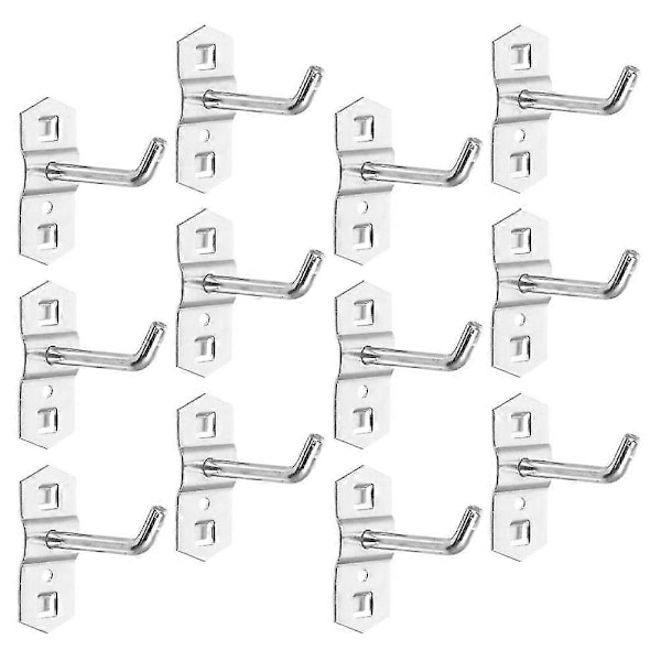 12 st Pegboardkrokar Väggmonterade Pegboardförvaringskrokar Metall Pegboardhängande Krokar för Verktyg [DB]